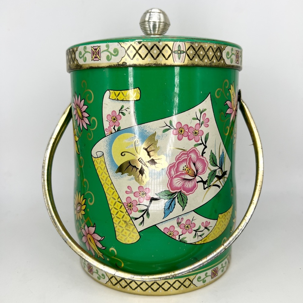 Vintage Confectionery House London Tin Container with handle